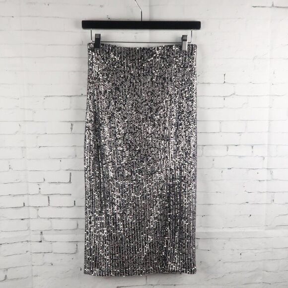 TRIXXI BLACK WITH SILVER SEQUIN BODYCON PARTY SKIRT SIZE SMALL NWT - Picture 1 of 9